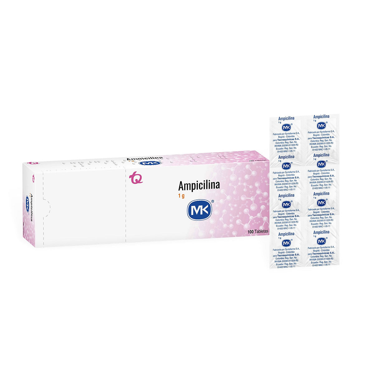 Ampicilina 1 G Mk Caja X 100 Tabletas.