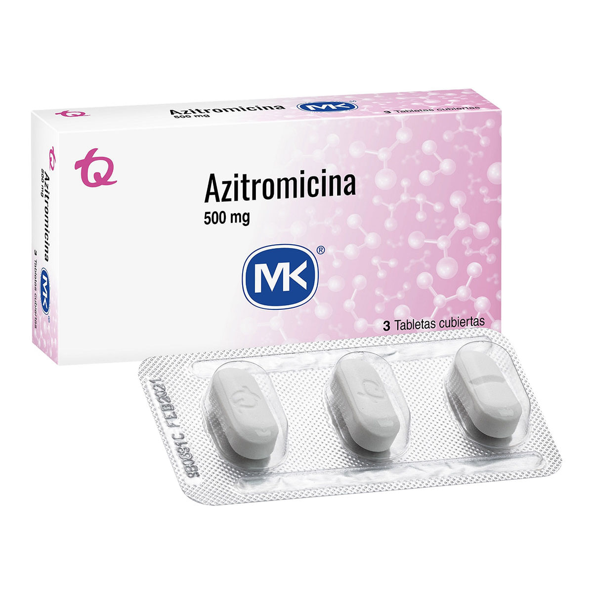 Azitromicina 500 Mg Mk Caja X 3 Tabletas Cubiertas.
