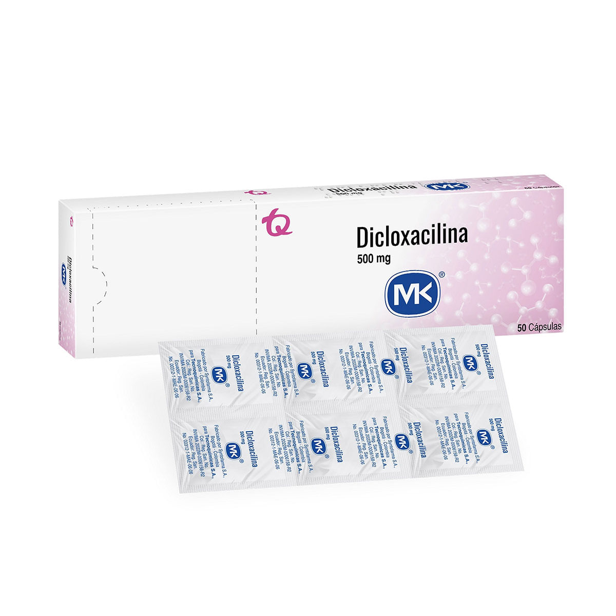 Dicloxacilina 500 Mg Mk Caja X 50 Cápsulas.