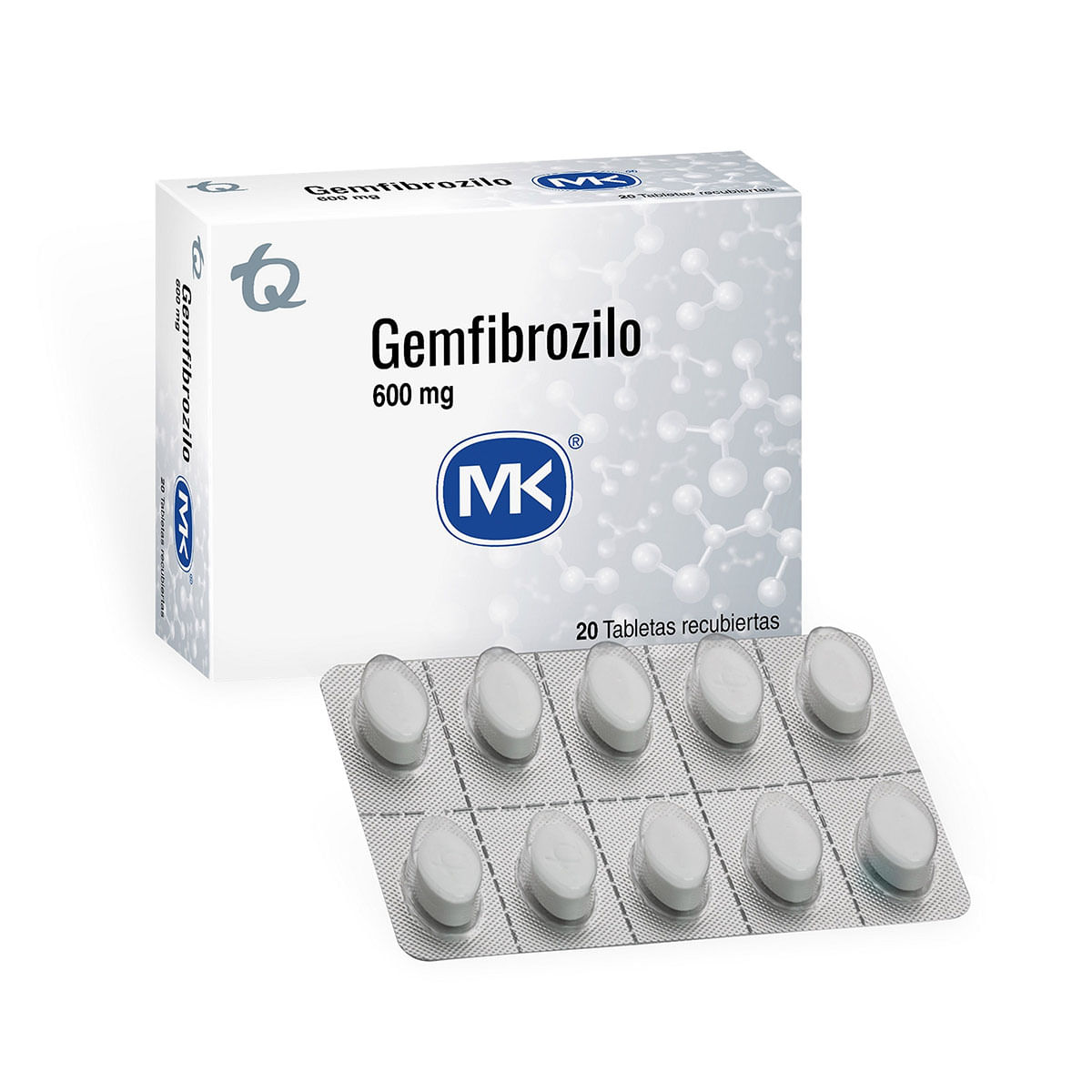 Gemfibrozilo 600 Mg Mk Caja X 20 Tabletas Cubiertas.