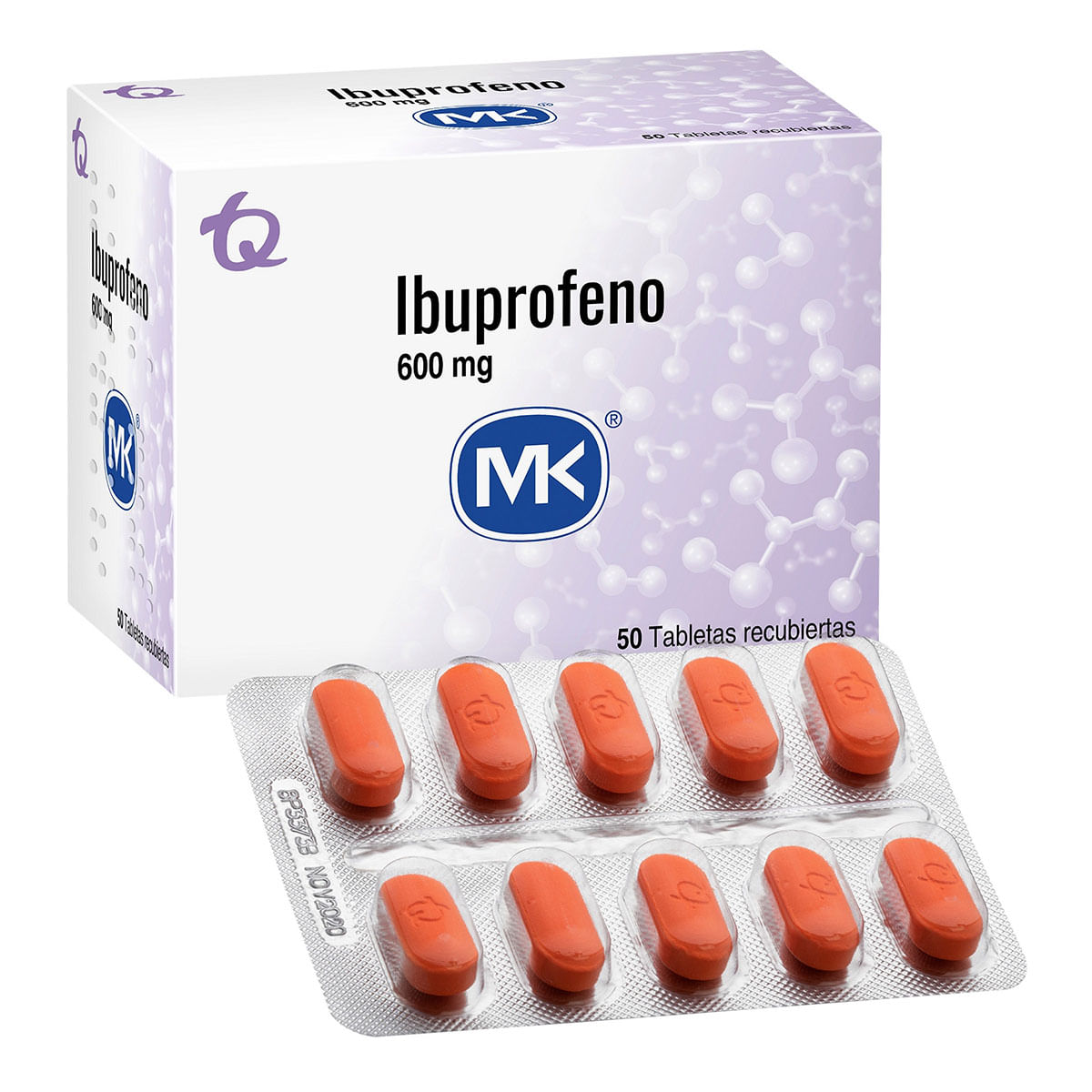 Ibuprofeno 600 Mg Mk Caja X 50 Tabletas Cubiertas.