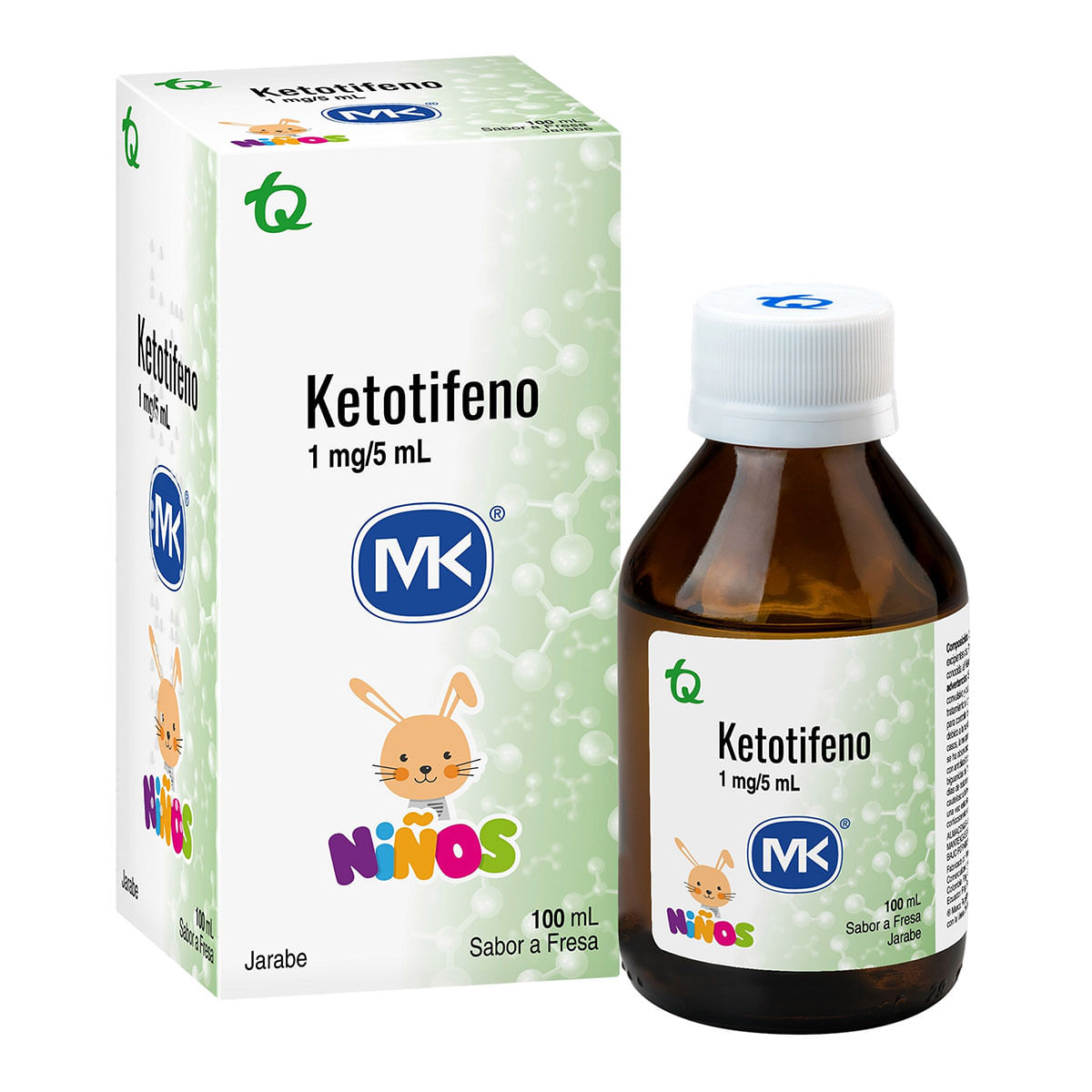 Jarabe Ketotifeno 1 Mg/5 Ml Mk Frasco X 100 Ml.