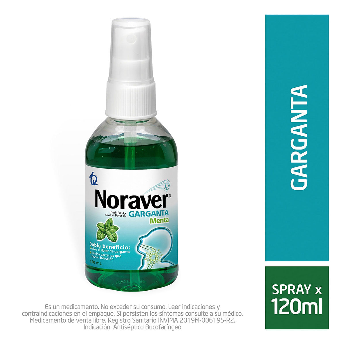 Noraver Garganta Menta Spray X 120 Ml.