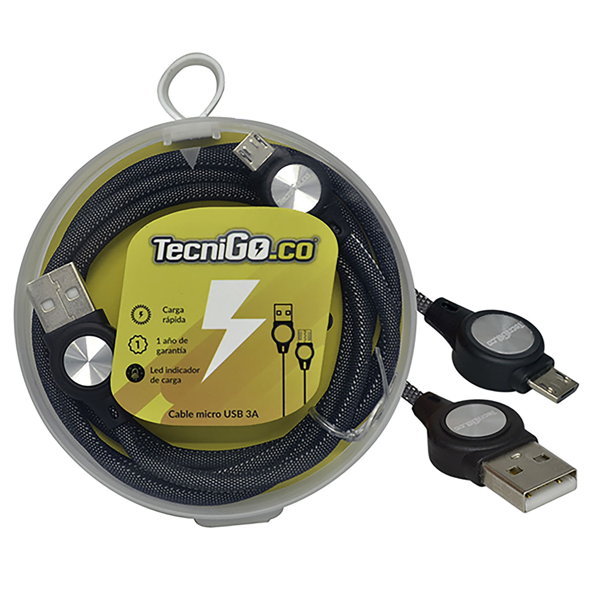 Cable Tecnigo Micro USB 3A Estuche x 1 ud.
