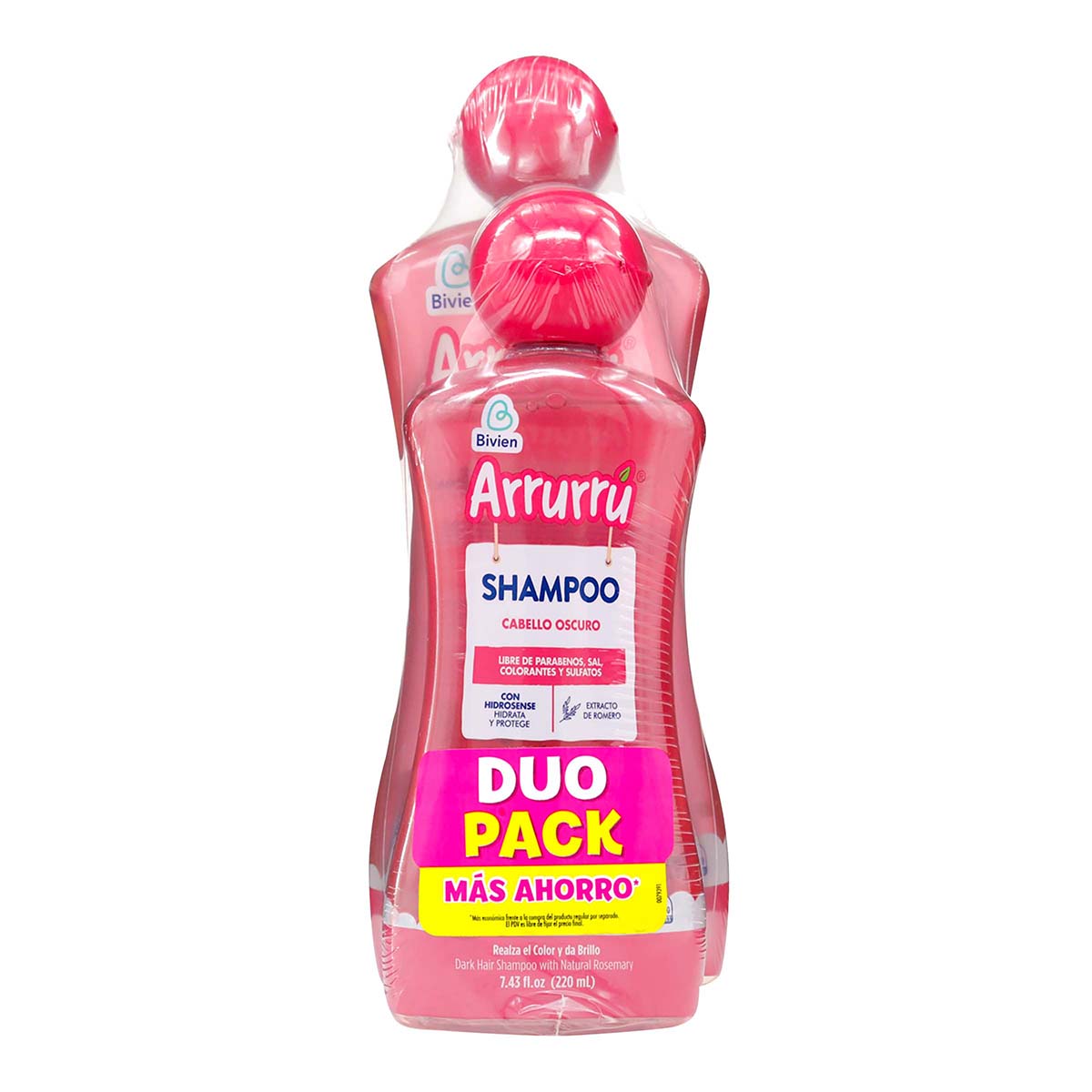 Shampoo Arrurrú Naturals Cabellos Oscuros Romero Frasco x 400 mL + Shampoo Arrurrú Naturals Cabellos Oscuros Romero Frasco x 220 mL Super Oferta.
