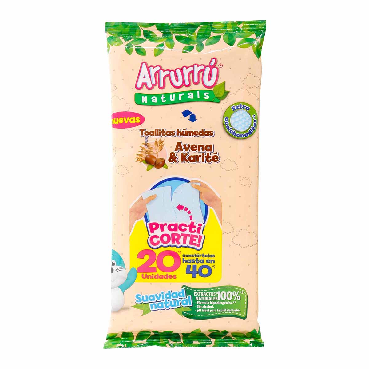 Toallitas Húmedas Arrurrú Naturals Avena & Karité Paquete x 20 Uds