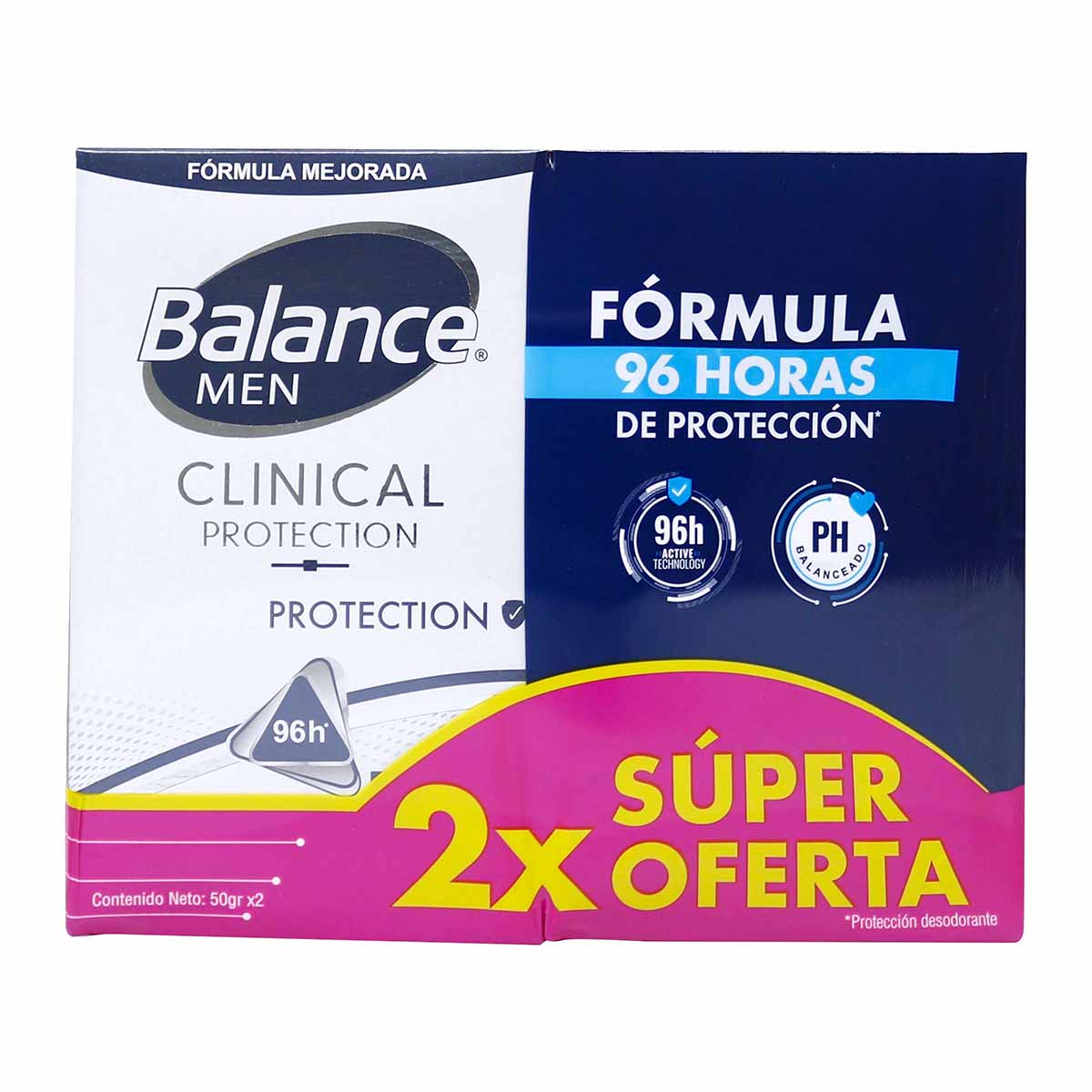 Antitranspirante Balance Men Clinical Protection Crema Barra x 50 g x 2 Uds Super Oferta.