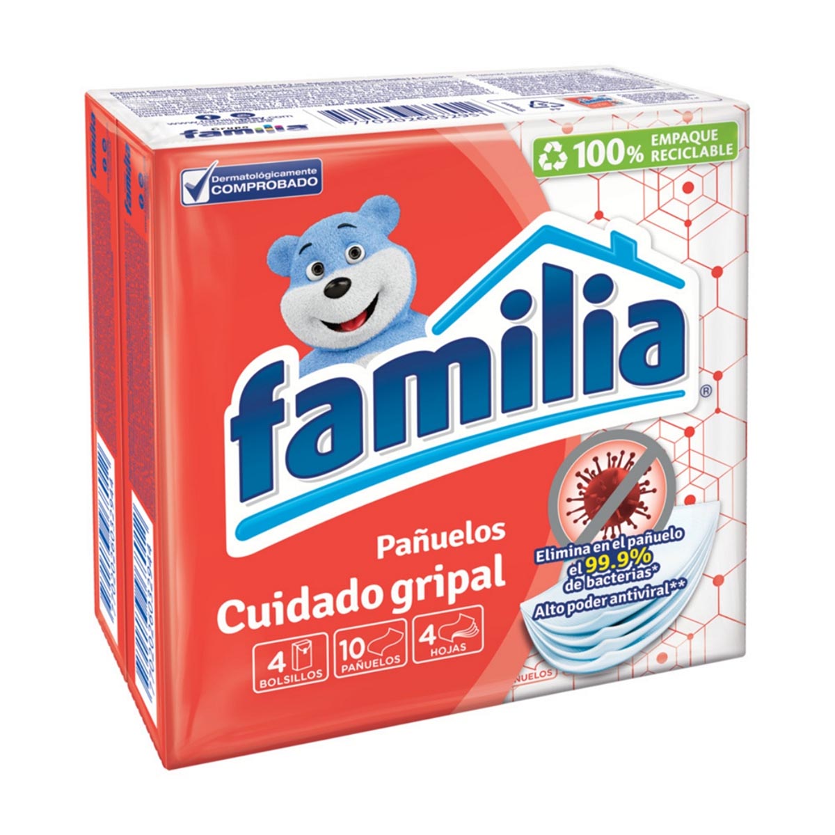 Pañuelos Familia Cuidado Gripal X 10 Uds X 4 Paquetes.