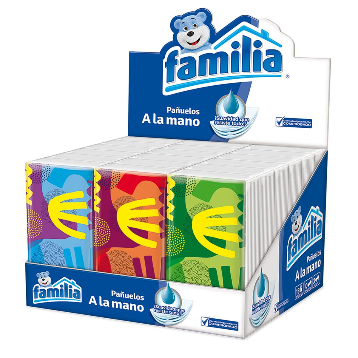 Pañuelos Familia A La Mano Bandeja X 10 Uds X 18 Paquetes.