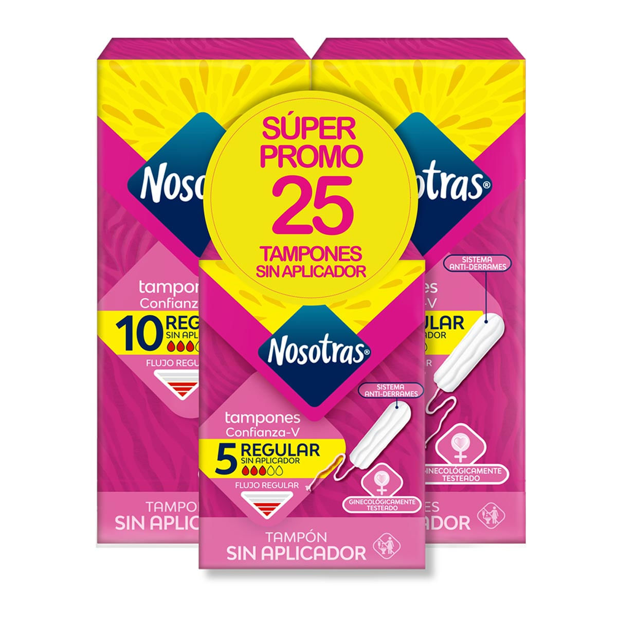 Tampones Nosotras Normal Sin Aplicador X 10 Uds X 2 Cajas + Tampones Nosotras Mini Normal Sin Aplicador Caja X 5 Uds Súper Oferta.