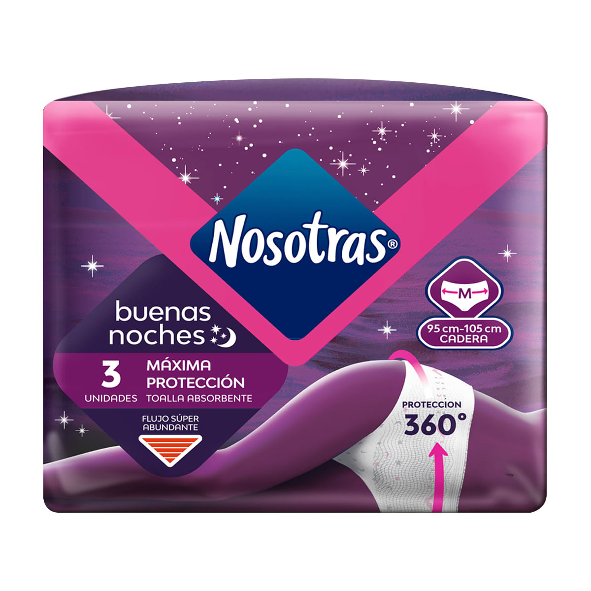 Toallas Higiénicas Nosotras Buenas Noches Máxima Protección Talla M Empaque x 3 Uds.