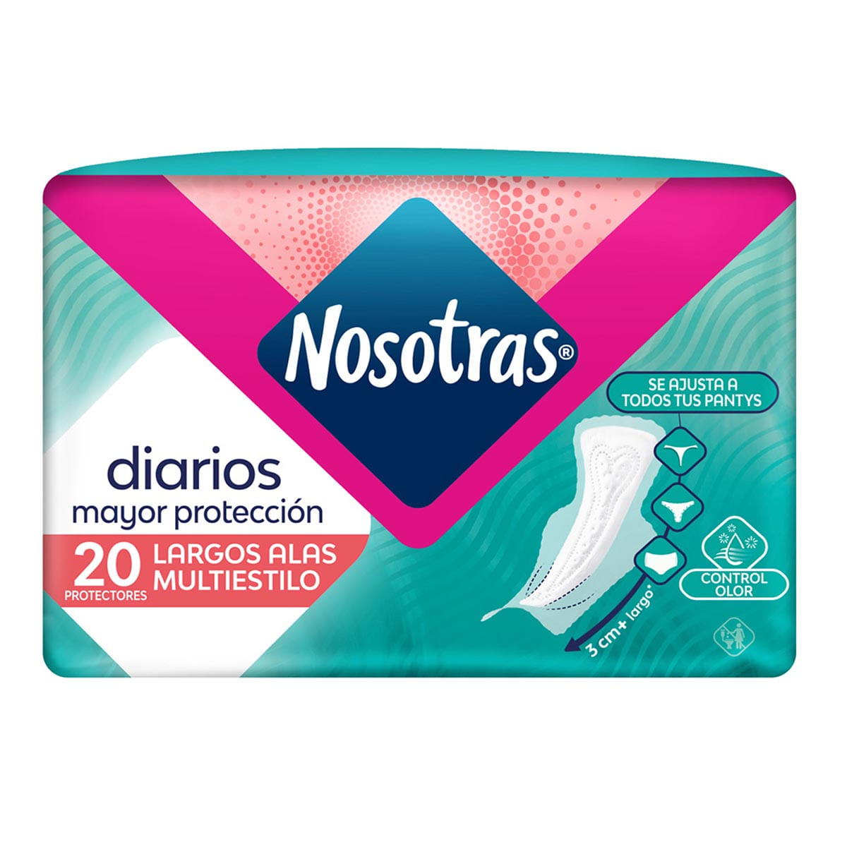 Protectores Nosotras Diarios Largos Multiestilo Paquete X 20 Uds.