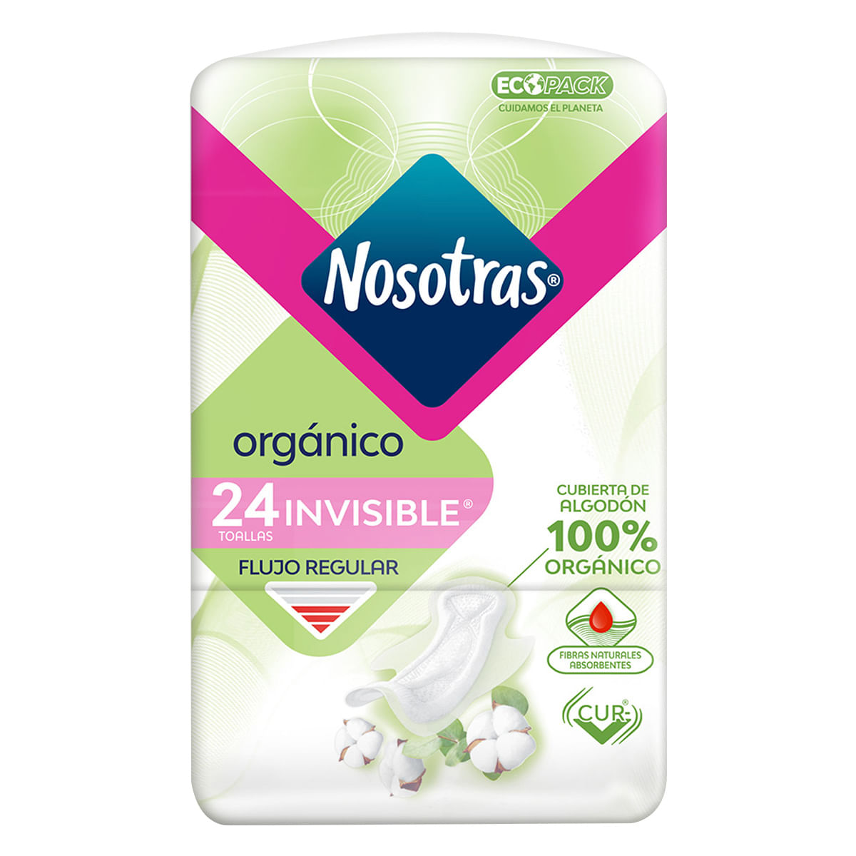 Toallas Higiénicas Nosotras Invisible Orgánico Paquete x 24 Uds.