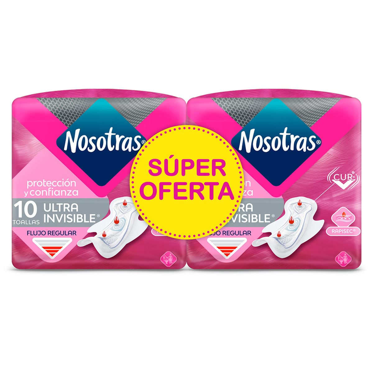 Toallas Higiénicas Nosotras Ultra Invisible Rapisec X 10 Uds X 2 Paquetes Súper Oferta.