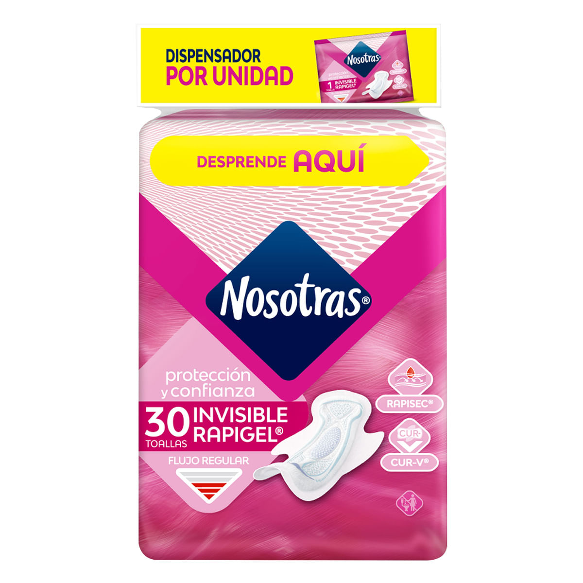 Toallas Higiénicas Nosotras Invisible Rapigel Paquete X 30 Uds.