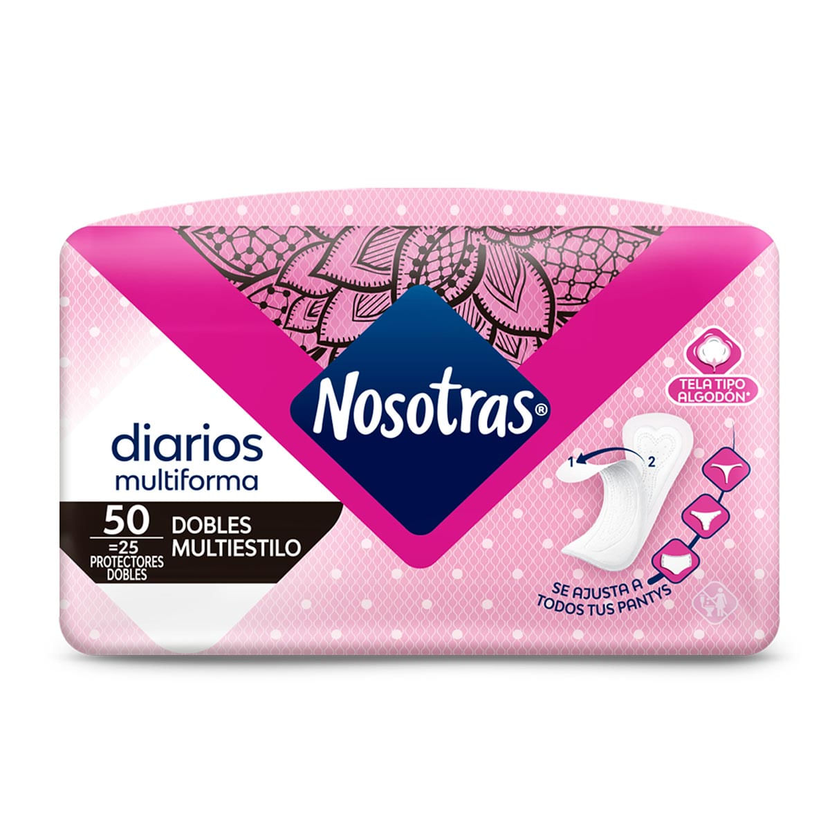 Protectores Nosotras Diarios Dobles Multiestilo Paquete x 25 Uds.