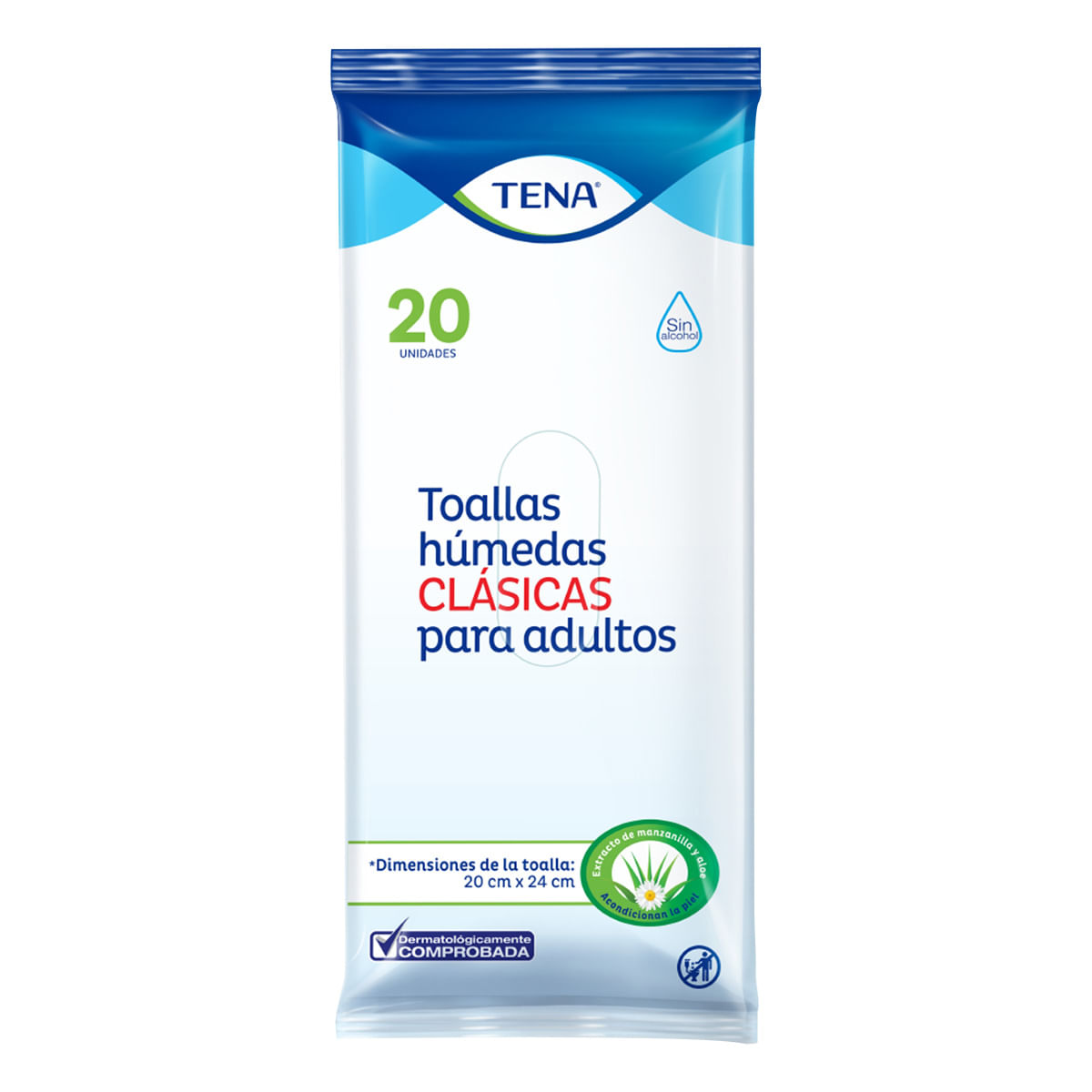 Toallas Húmedas Tena Adultos Clásicas Paquete X 20 Uds.