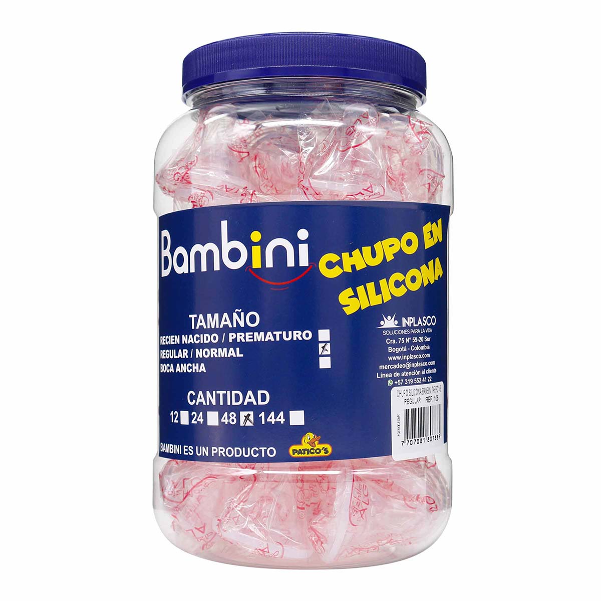 Chupo en Silicona Bambini Regular/Normal Frasco x 48 Uds
