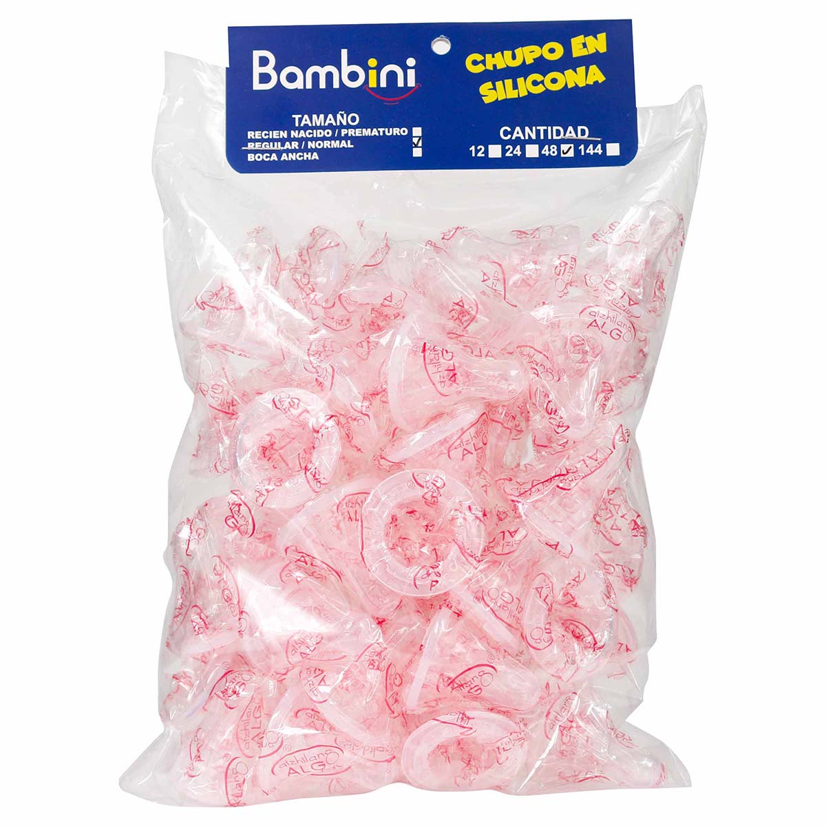 Chupo en Silicona Bambini Regular/Normal Bolsa x 48 Uds