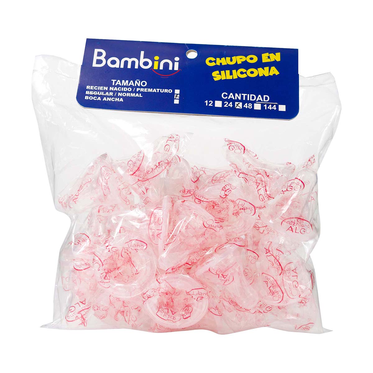 Chupo en Silicona Bambini Regular/Normal Bolsa x 24 Uds