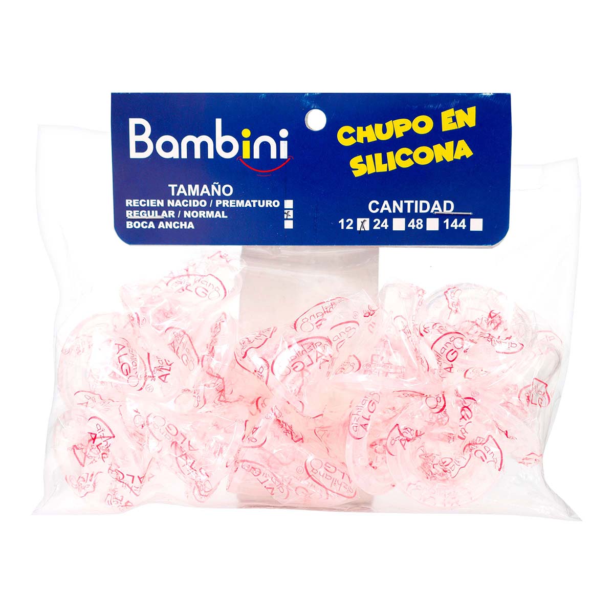 Chupo en Silicona Bambini Regular/Normal Bolsa x 12 Uds