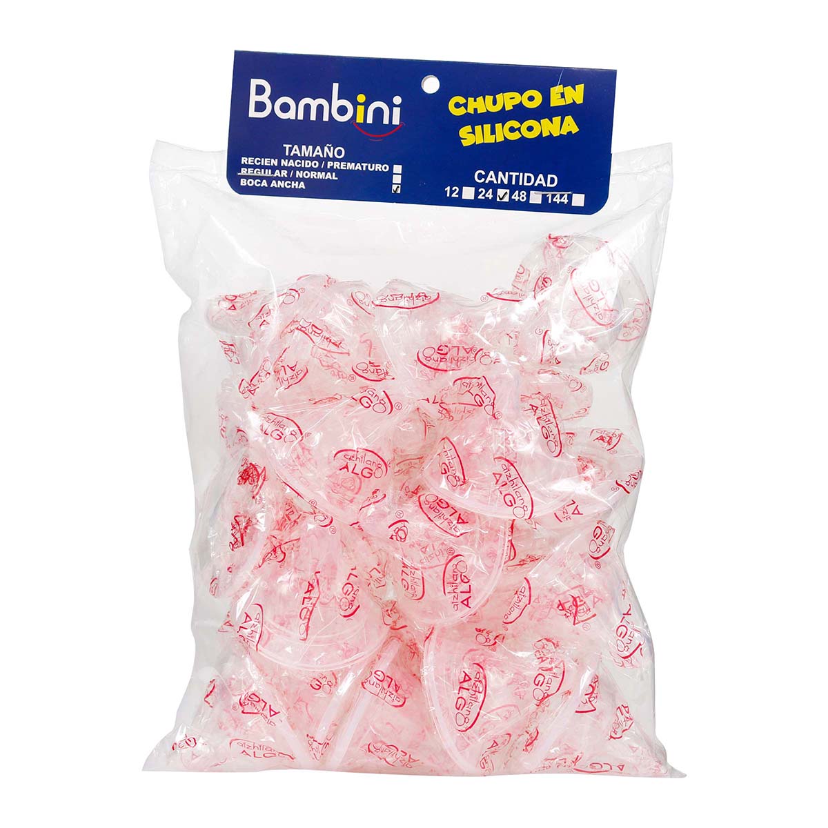 Chupo en Silicona Bambini Boca Ancha Bolsa x 24 Uds