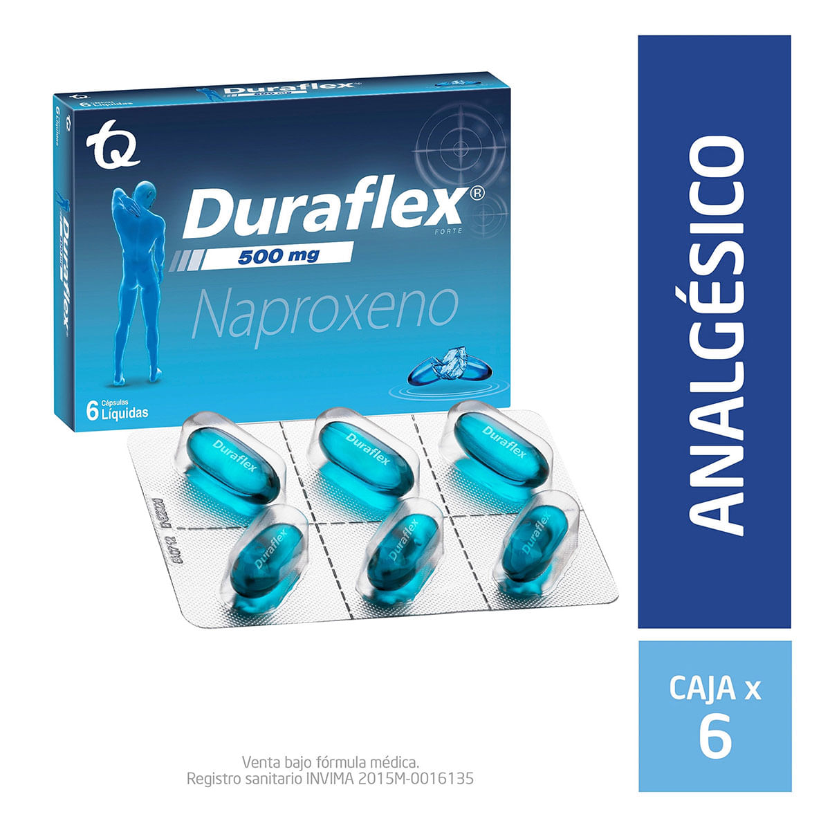 Durafex Forte 500 Mg Mk Caja X 6 Cápsulas Líquidas.