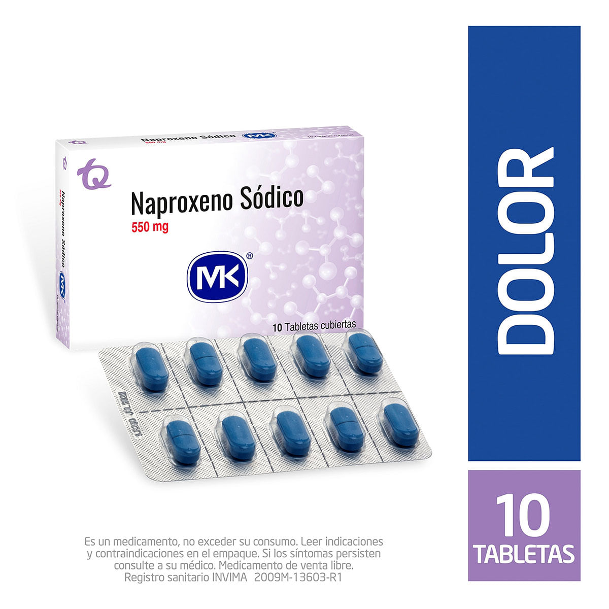 Naproxeno 550 Mg Mk Caja X 10 Tabletas Cubiertas.