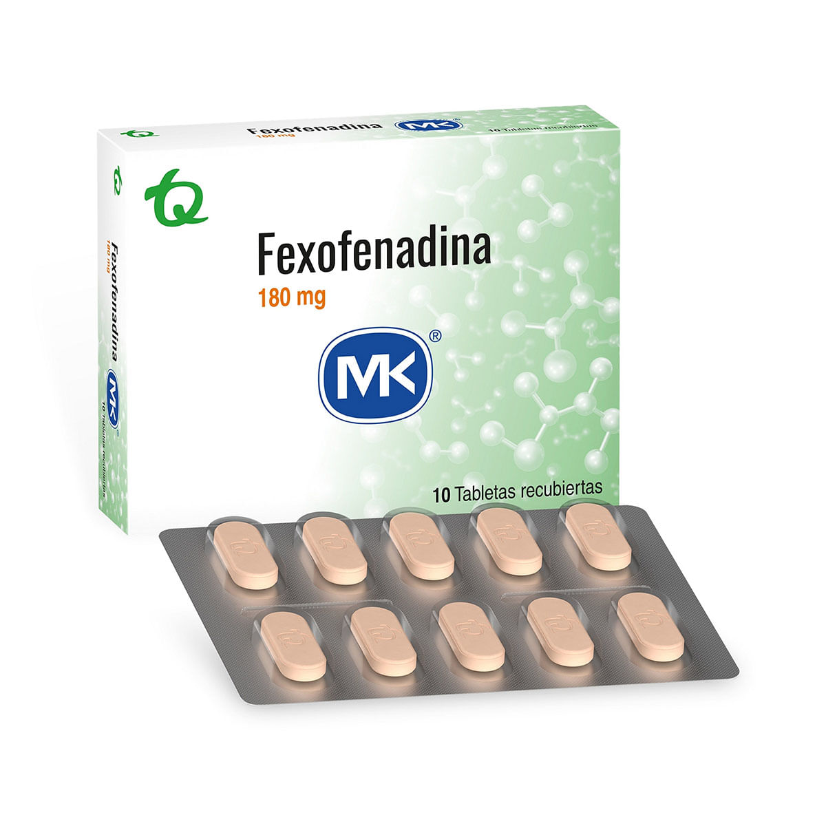 Fexofenadina 180 Mg Mk Caja X 10 Tabletas Cubiertas.
