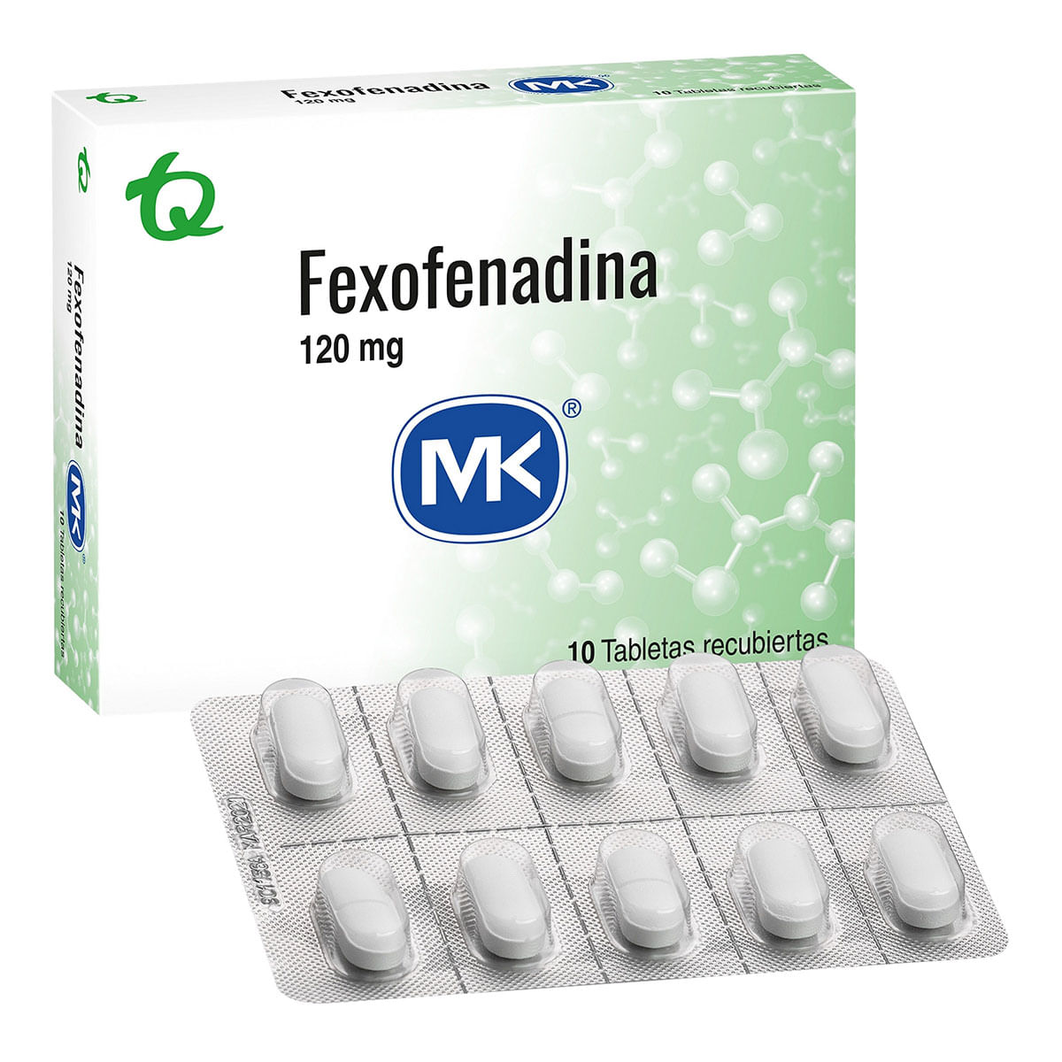 Fexofenadina 120 Mg Mk Caja X 10 Tabletas Cubiertas.