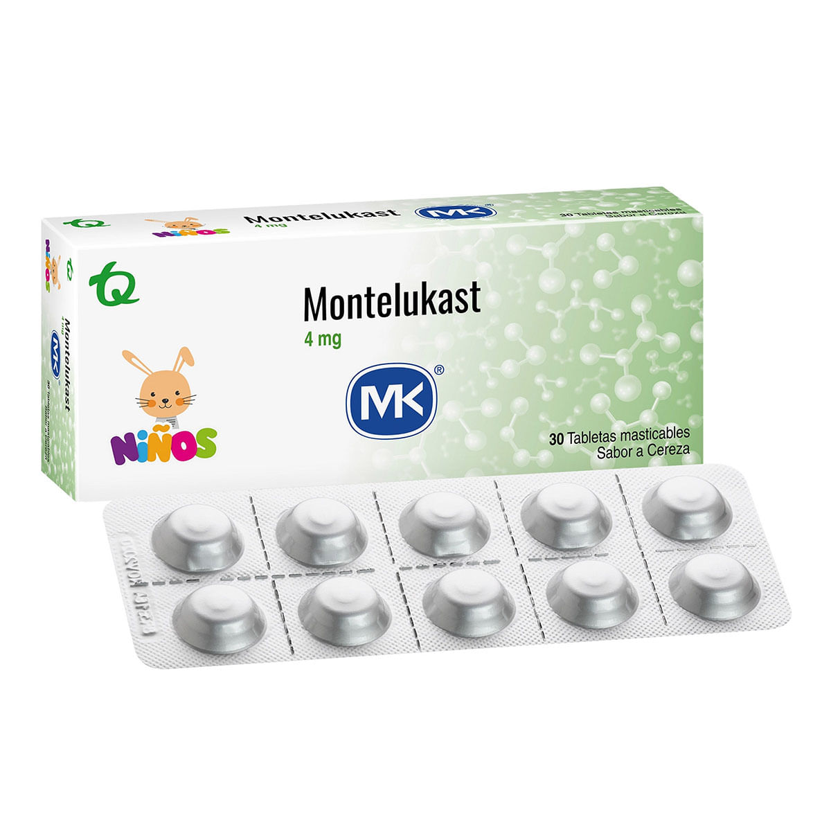 Montelukast 4 Mg Mk Caja X 30 Tabletas Masticables.