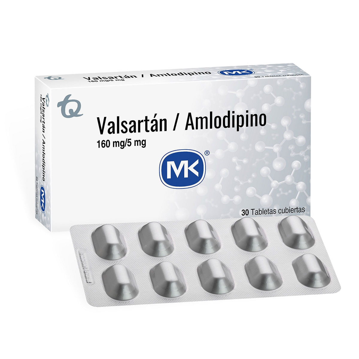 Valsartán/Amlodipino 160 Mg/5 Mg Mk Caja X 30 Tabletas Cubiertas.