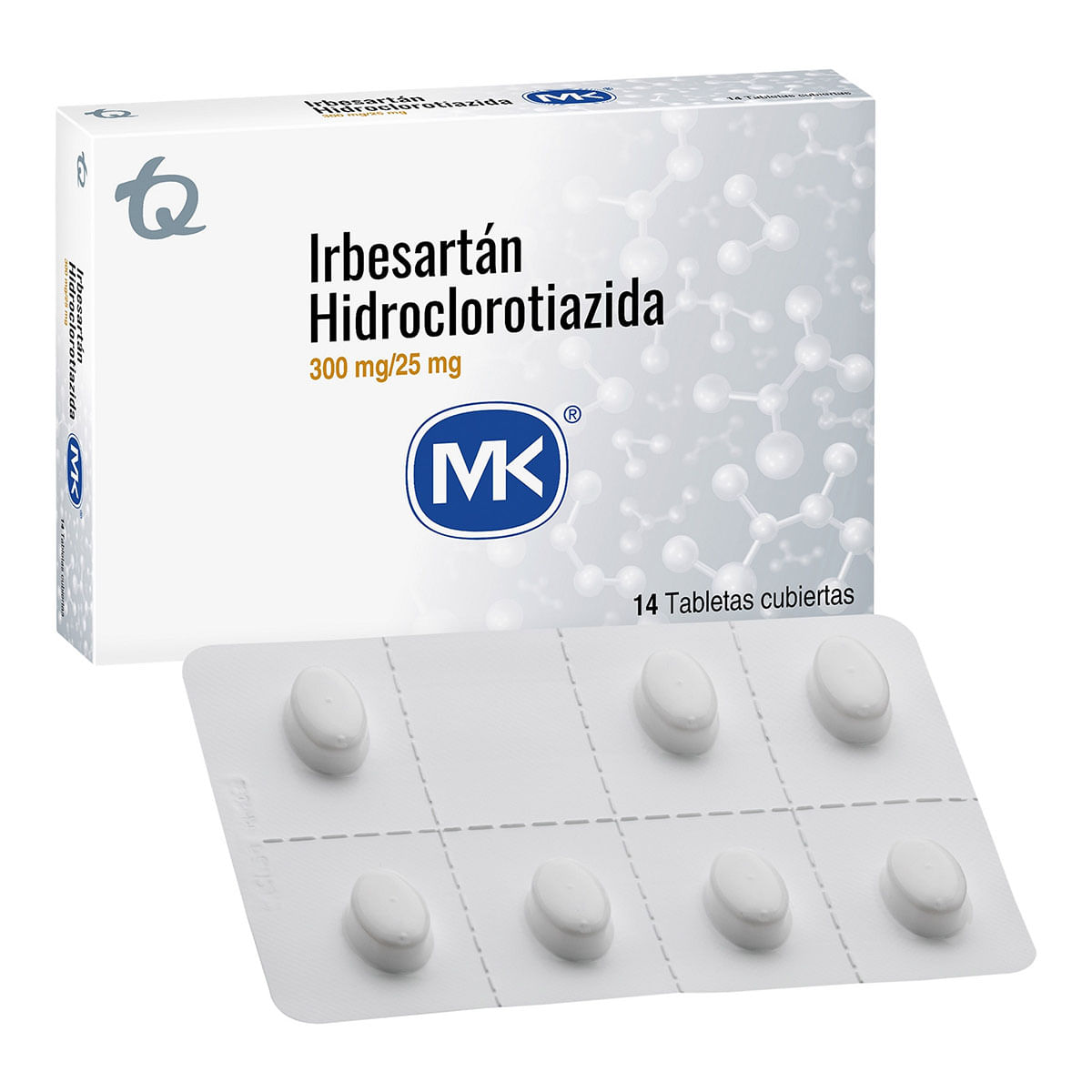 Irbesartán/Hct 300 Mg/25 Mg Mk Caja X 14 Tabletas Cubiertas.