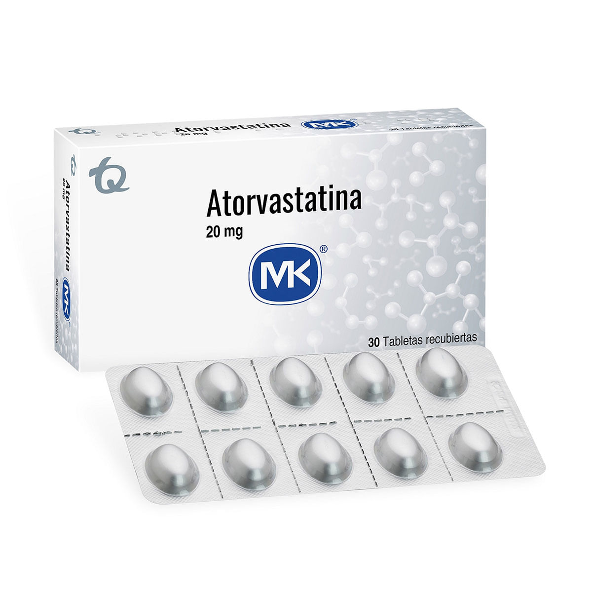 Atorvastatina 20 Mg Mk Caja X 30 Tabletas Cubiertas.