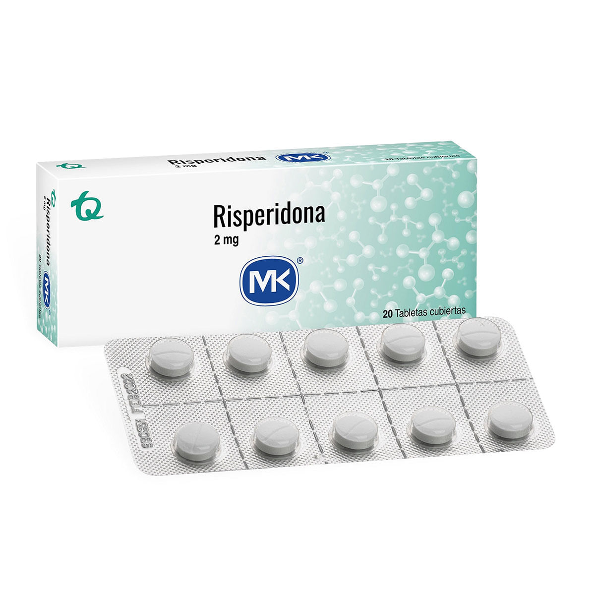 Risperidona 2 Mg Mk Caja X 20 Tabletas Cubiertas.