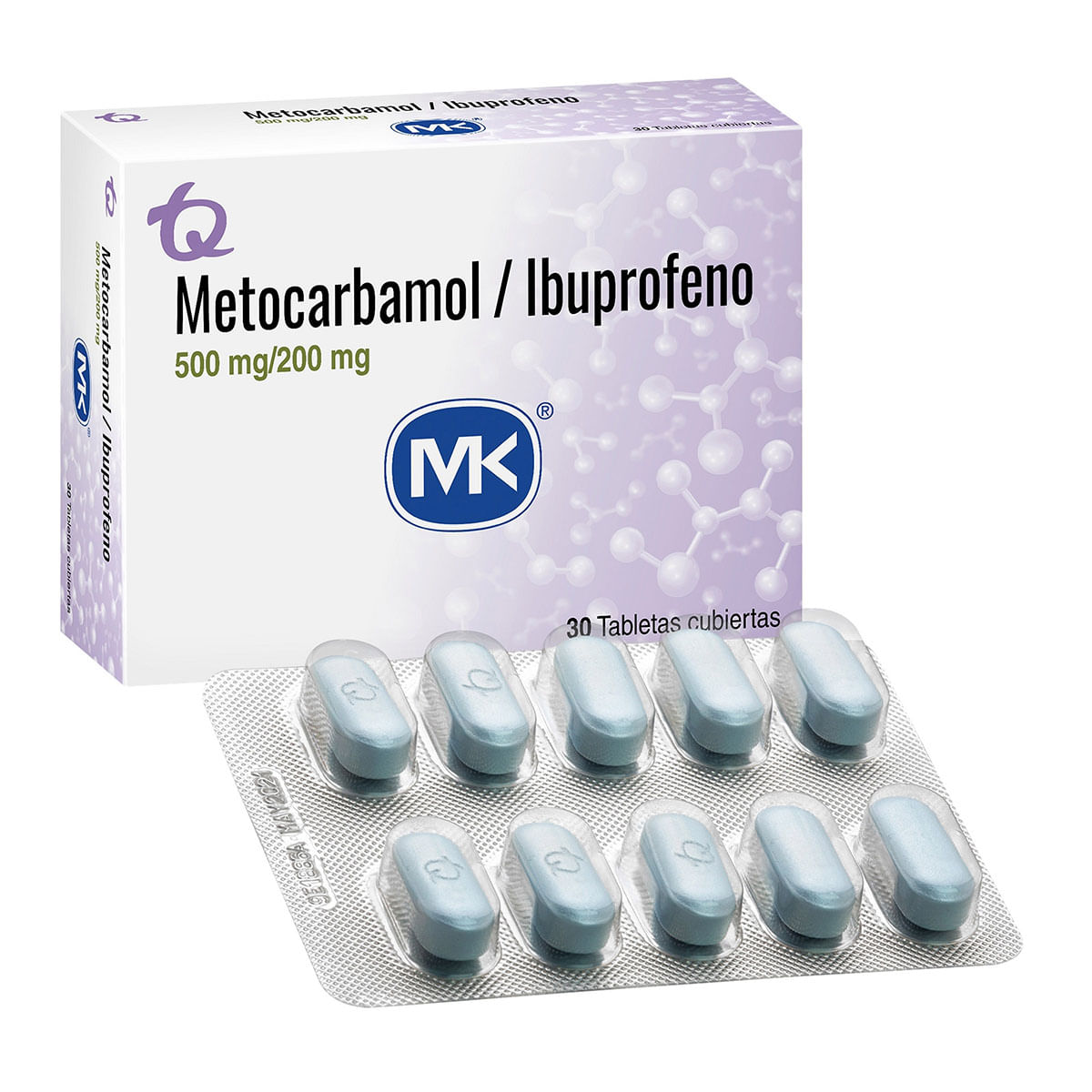 Metocarbamol/Ibuprofeno 500 Mg/200 Mg Mk Caja X 30 Tabletas Cubiertas.