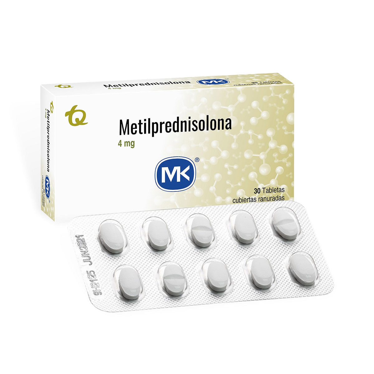 Metilprednisolona 4 Mg Mk Caja X 30 Tabletas Cubiertas.