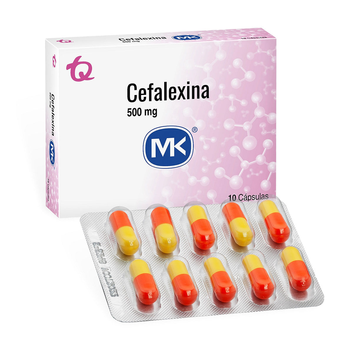 Cefalexina 500 Mg Mk Caja X 10 Cápsulas.