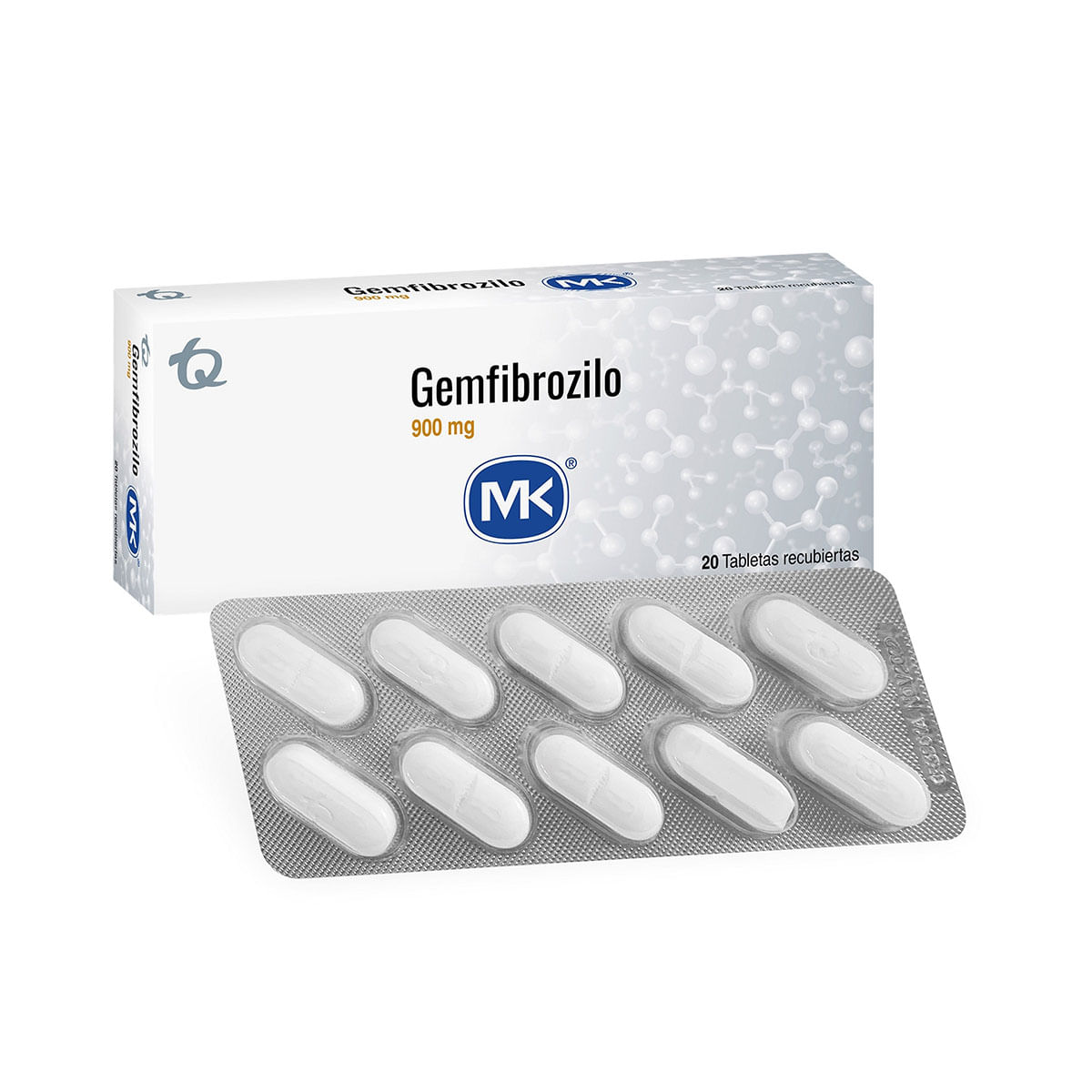 Gemfibrozilo 900 Mg Mk Caja 20 Tabletas Cubiertas.