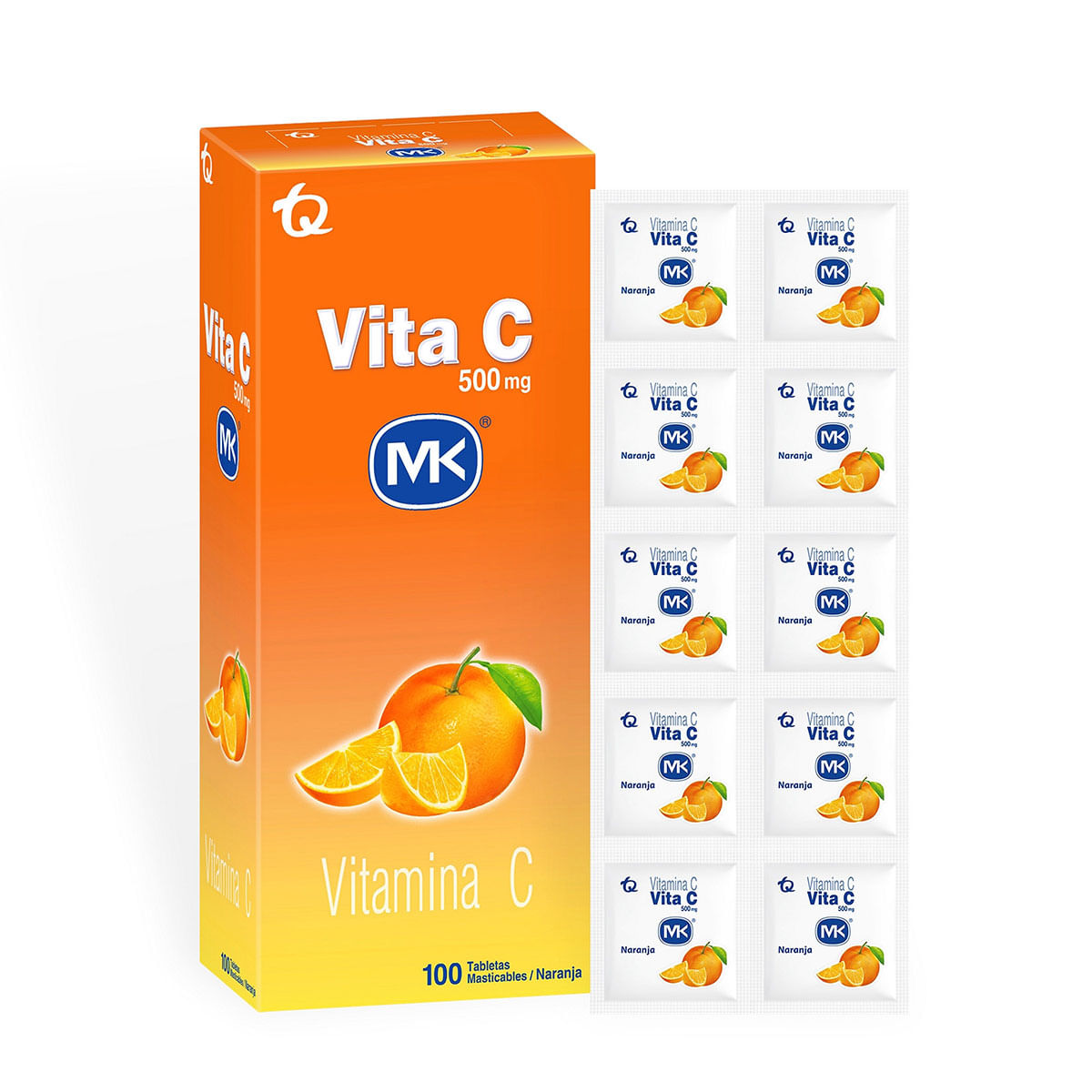 Vita C 500 Mg Mk Naranja Caja X 100 Tabletas Masticables.
