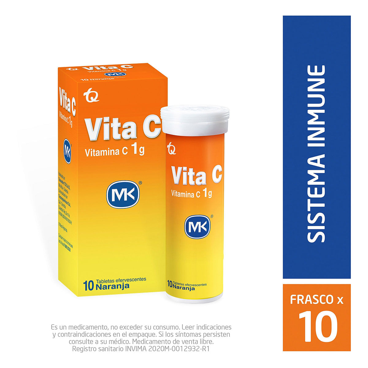 Vita C 1 G Mk Naranja Tubo X 10 Tabletas Efervescentes.