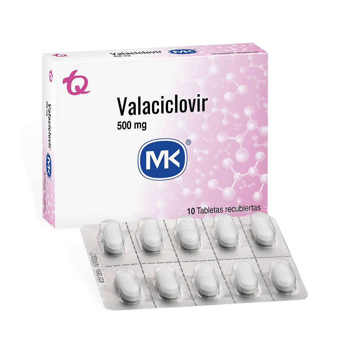 Valaciclovir 500 Mg Mk Caja X 10 Tabletas Cubiertas.