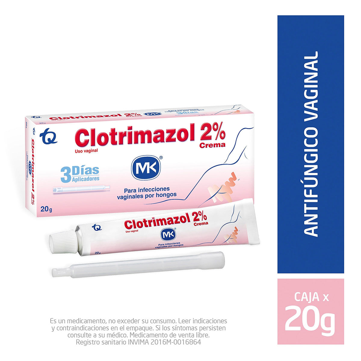 Crema Vaginal Clotrimazol 2% Mk Tubo X 20 G.