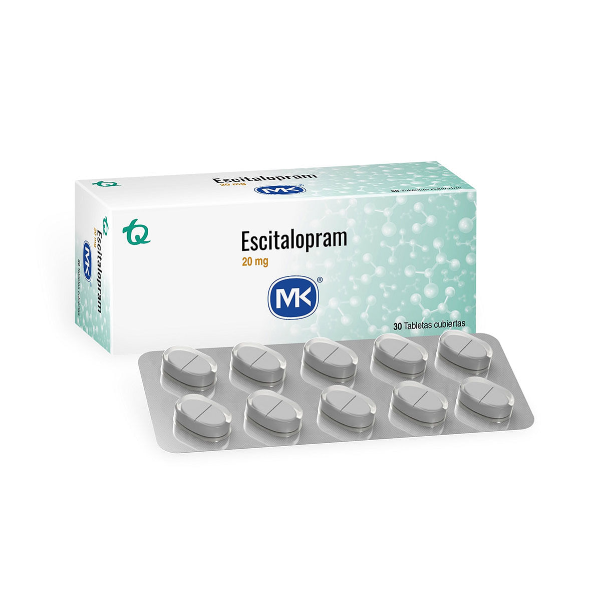 Escitalopram Mk 20 Mg Caja X 30 Tabletas.