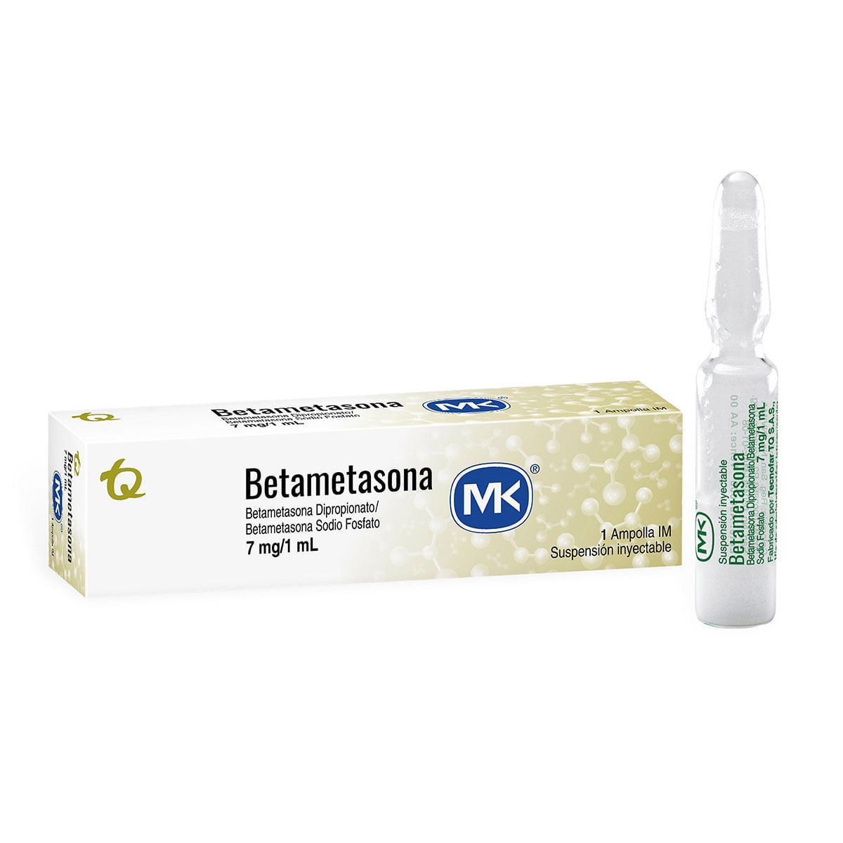 Suspensión Inyectable Betametasona 7 Mg/1 Ml Mk Caja X 1 Ampolla.