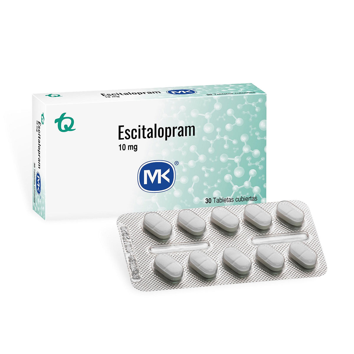 Escitalopram Mk 10 Mg Caja X 30 Tabletas Recubiertas.