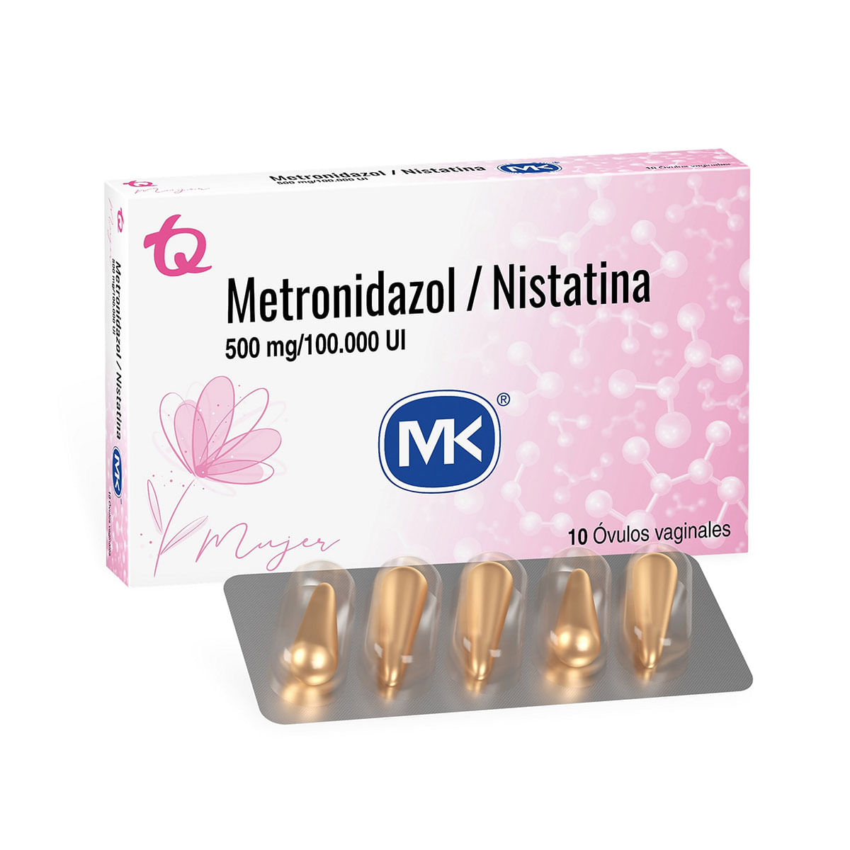 Óvulos Vaginales Metronidazol/Nistatina 500 Mg/100.000 Ui Mk Caja X 10 Uds.