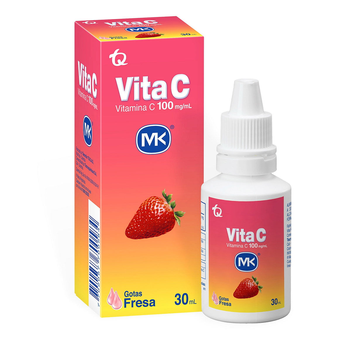 Vita C 100 Mg/Ml Mk Fresa Gotas Frasco X 30 Ml.