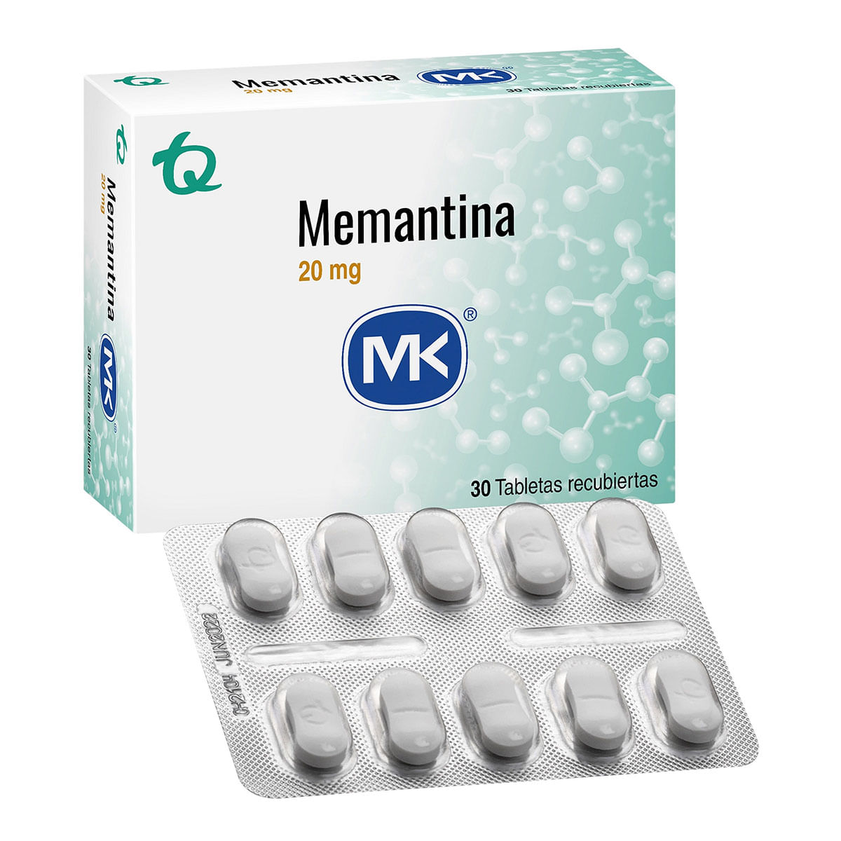 Memantina 20 Mg Mk Caja X 30 Tabletas Cubiertas.