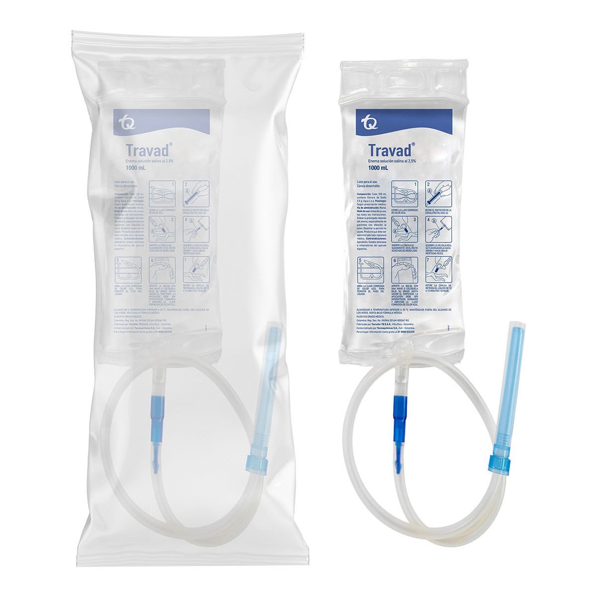 Enema Solución Salina 2.5% Travad Tecnoquímicas Bolsa X 1000 Ml.